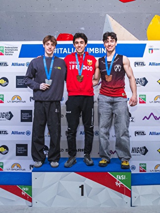 Coppa Italia Boulder 2026 - Podio maschile della tappa di Prato della Coppa Italia Boulder 2026