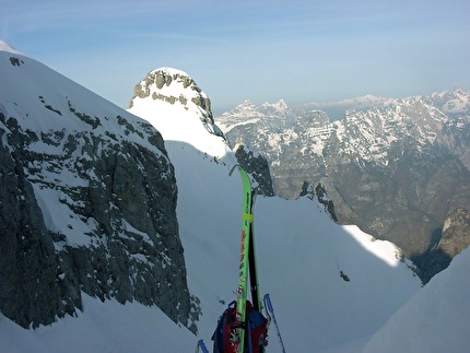 Schiara scialpinismo, Dolomiti Bellunesi - Schiara scialpinismo: il Burel dalla forcella Viel tra le Pale del Balcon 