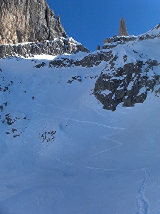 Schiara scialpinismo, Dolomiti Bellunesi - Schiara scialpinismo: la Nord della Gusela del Vescovà