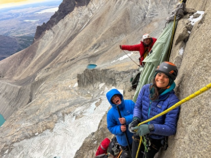 South African route, Central Tower of Paine, Torres del Paine, Patagonia, Julia Cassou, Amelie Kühne, Belen Prados, Caro North - The first all-female ascent of the 'South African route' on the Central Tower of Paine, Torres del Paine, Patagonia (Julia Cassou, Amelie Kühne, Belen Prados, Caro North)