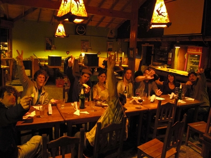 Andreas Fransson - Aguja Poincenot, Patagonia: We met some amazing people during our stay in El Chalten... Here at Aires Patagonicus with a bunch of them!