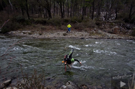 Andreas Fransson - Aguja Poincenot, Patagonia: getting to the couloir with our Austrian friends we had to cross this stream. It was definitely one of the coolest river crossings i have done in my life!