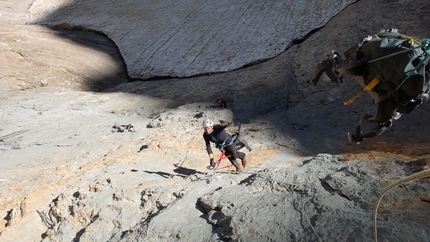 Aladaglar, Turkey 2012 - Nicola Sartori ascending the fixed ropes up Nessuno, Cima Vay Vay