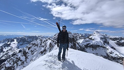 Cima Rocca, Dolomiti di Brenta, Luca Dallavalle, Roberto Dallavalle - Cima Rocca Canalone Ovest (Dolomiti di Brenta): salita e discesa con gli sci da Luca Dallavalle e Roberto Dallavalle il 04/04/2026