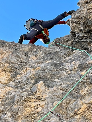 'Marmotta Volante, Torre Grande di Falzarego, Dolomiti, Christoph Hainz - Sulla via 'Marmotta Volante' alla Torre Grande di Falzarego, Dolomiti (Christoph Hainz 04/2026)