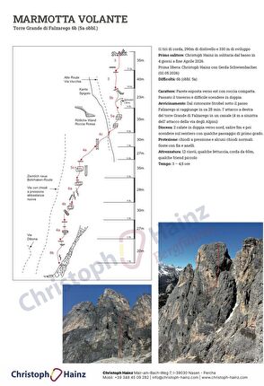 Marmotta Volante, Torre Grande di Falzarego, Dolomiti, Christoph Hainz - La relazione della via 'Marmotta Volante' alla Torre Grande di Falzarego, Dolomiti (Christoph Hainz 04/2026)