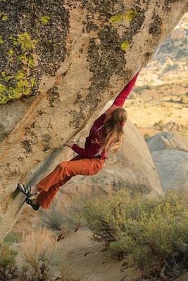 Buttermilks Mandala boulder climbed by Lisa Rands