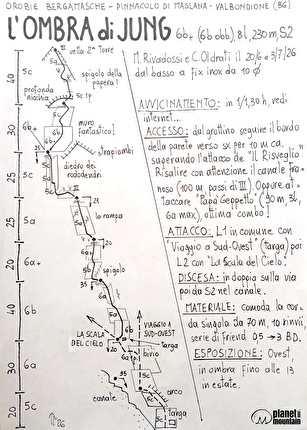 Pinnacolo di Maslana, Valbondione, Cristina Oldrati, Matteo Rivadossi - Lo schizzo di 'L’Ombra di Jung', Pinnacolo di Maslana, Valbondione (Cristina Oldrati, Matteo Rivadossi, estate 2026)