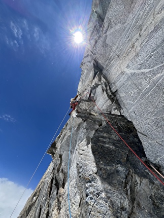 Tahu Rutum, Karakoram, Siebe Vanhee, Sean Villanueva, Symon Welfringer - Sean Villanueva O’Driscoll making the first ascent of the West Face of Tahu Rutum (6,651m), also referred to as Taa Hurutum, in the Karakoram of Pakistan, June 2026