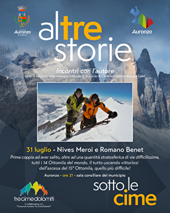 Ad Auronzo di Cadore arrivano Nives Meroi e Romano Benet per 'AlTre Storie sotto le Cime'