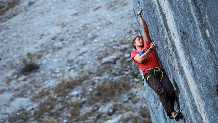 Pirmin Bertle - Pirmin Bertle on his route Le lézard communiste (8c/8c+) at the crag Jansegg, Gastlosen, Switzerland.