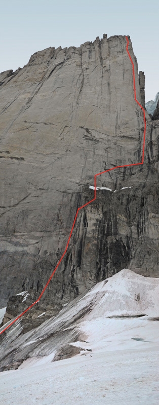 Renland, Greenland - Ledgeway to Heaven (7b+/A1, 45°)