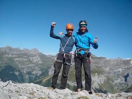 Tommy Caldwell - Tommy Caldwell and Matteo della Bordella after having climbed the North Face of Titlis