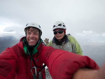 Kemailong, Shaluli Shan, China - Dave Anderson and Szu-ting Yi on the summit of Kemailong on 1/10/2012