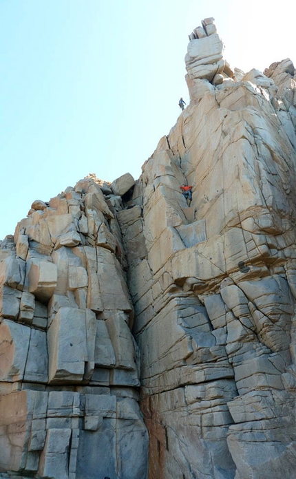 Capo Pecora, Sardinia - Andrea Mannias and Francesco Trudu climbing 