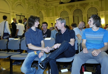 Adam Ondra - Adam Ondra with Andreas Bindhammer and Daniel Woods at the Arco Rock Legends 2007