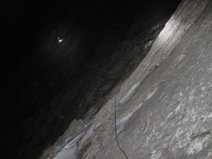 Orient Express, Gran Sasso - First winter ascent attempt of Orient Express by Andrea Di Donato, Andrea Di Pascasio and Lorenzo Angelozzi