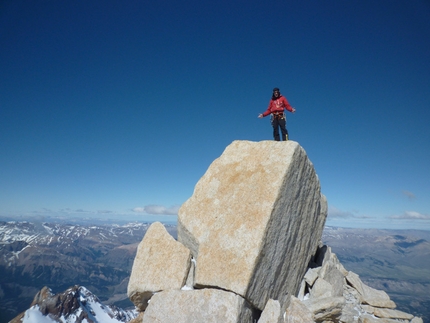 Patagonia - Corrado Pesce on the summit of Aguja Mermoz, Patagonia