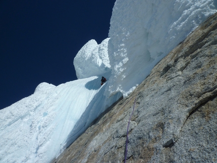 Patagonia - Corrado Pesce ascending Torre Egger, Patagonia