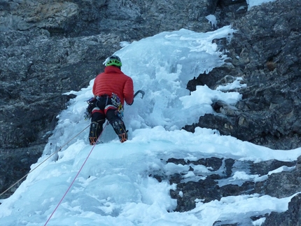 Via Valeria - Giorgio Bertagnolli and Cristian Defant making the first repeat of Via Valeria on Crozzon di Brenta in the Dolomites on 12/01/2013