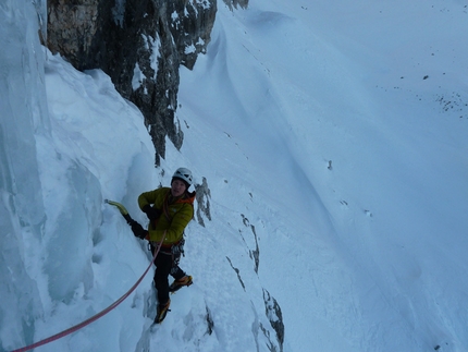 Via Valeria - Giorgio Bertagnolli and Cristian Defant making the first repeat of Via Valeria on Crozzon di Brenta in the Dolomites on 12/01/2013