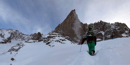 Flammes de Pierre Mont Blanc - 18/01/2013: Davide Capozzi, Julien Herry and Manu Gross in the Couloir a Jess, Flammes de Pierre (Mont Blanc).