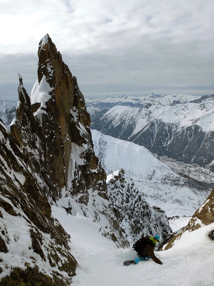 Flammes de Pierre Mont Blanc - 18/01/2013: Davide Capozzi, Julien Herry and Manu Gross in the Couloir a Jess, Flammes de Pierre (Mont Blanc).