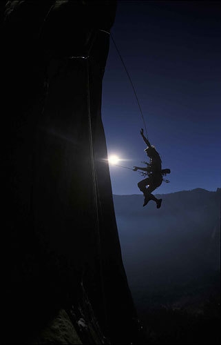 Leo Houlding - Leo falling on El Capitan, Yosemite.