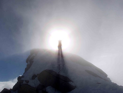 Leo Houlding - Leo on the summit of Fitz Roy, Patagonia.