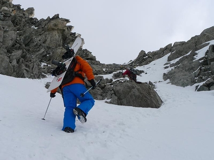 Marbrèe Couloir, Courmayeur - The ascent up the ridge