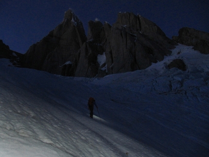 Cerro Torre - Markus Pucher during his free solo of the Ragni Route on Cerro Torre in Patagonia on 14/01/2013