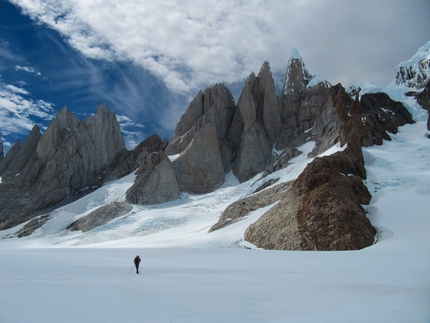 Cerro Torre - Markus Pucher during his free solo of the Ragni Route on Cerro Torre in Patagonia on 14/01/2013