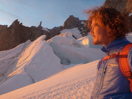 Cerro Torre - Markus Pucher during his free solo of the Ragni Route on Cerro Torre in Patagonia on 14/01/2013