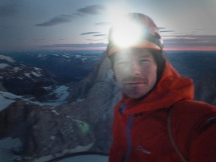 Cerro Torre - Markus Pucher during his free solo of the Ragni Route on Cerro Torre in Patagonia on 14/01/2013