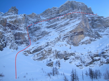 Dent Favre Parete Nord - Sébastien de Sainte Marie e Olov Isaksson sciando la parete nord di Dent Favre (Alpi Bernesi) , Svizzera, febbraio 2013