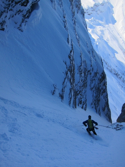 Dent Favre North Face - Sébastien de Sainte Marie and Olov Isaksson skiing down the North Face of Dent Favre (Bernese Alps) , Switzerland, February 2013