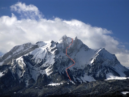 Pilatus Parete Nord - Sébastien de Sainte Marie e Olov Isaksson sciando la parete nord di Pilatus, Svizzera, febbraio 2013