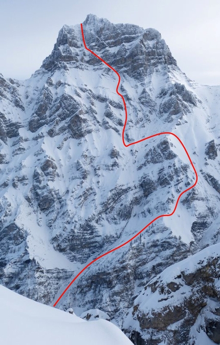 Grand Muveran West Face steep skiing action in Switzerland