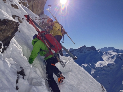 Grand Muveran West Face - The attempt of Sébastien de Sainte Marie, Wim Pasquier and Gilles Bornet on 16/02/2013 up the West Face of Grand Muveran