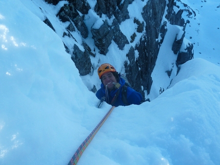 Scozia - Stob Coire nan Lochan, Glen Coe. La cornice di Moonshadow, sul South Buttress