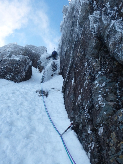 Scozia - Stob Coire nan Lochan, Glen Coe. Mauro su Twisting Gully Right Fork