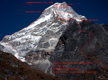 Piolets d'or 2013 - Kyashar (Nepal) and the route climbed by Tatsuya Aoki, Yasuhiro Hanatani and Hiroyoshi Manome