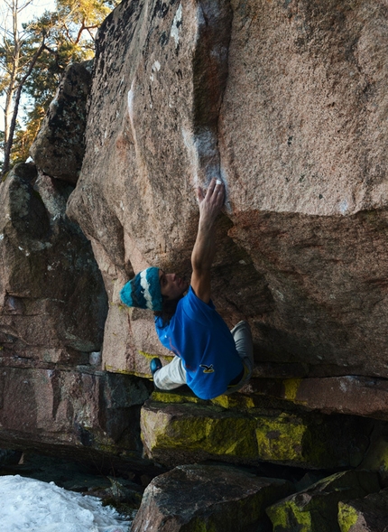 Västervik, Sweden - Niccolò Ceria during the first ascent of Primitive sds 8A+