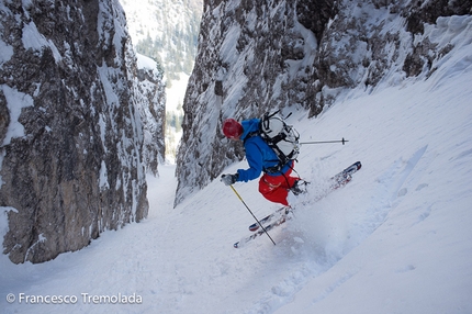 Sass Dlacia north couloir in the Dolomites