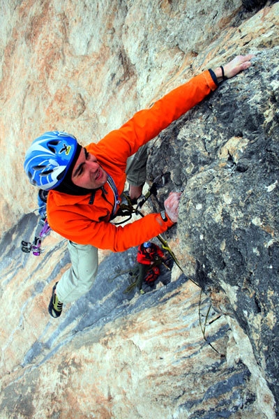 Meisules de la Bièsces - Vint ani do (8a+ 350m), Sella, Dolomites