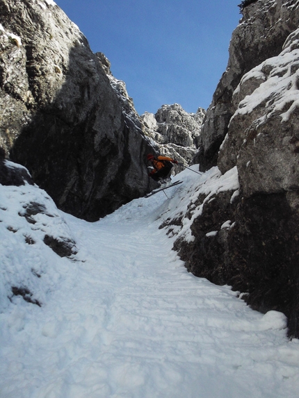 Grigna Settentrionale, probabile first ski descent by Giacomo Rovida and Ramon Chiodi
