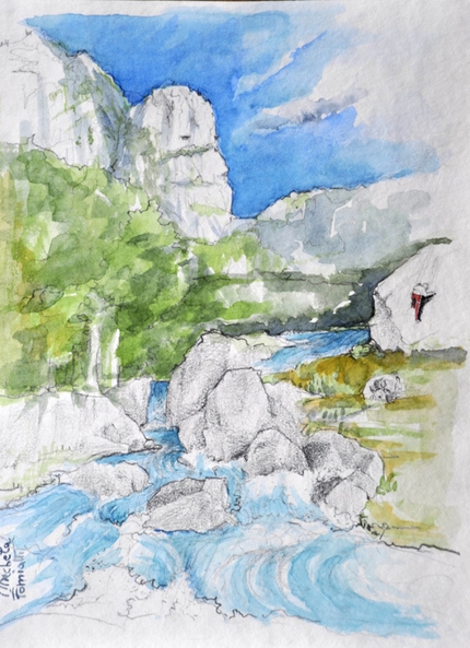 Melloblocco - Val di Mello nel disegno di Michela Fomiatti