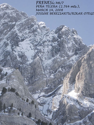 Frenesi new route on Pena Telera for Bereziartu and Otegui