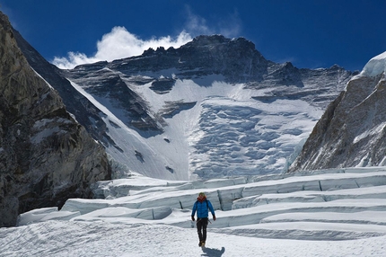 Everest NO2 Expedition - Jon Griffith, with the Lhotse Face in the background