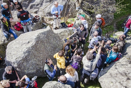 Melloblocco 2013 - At the base of Sasso Remenno and ready to climb.